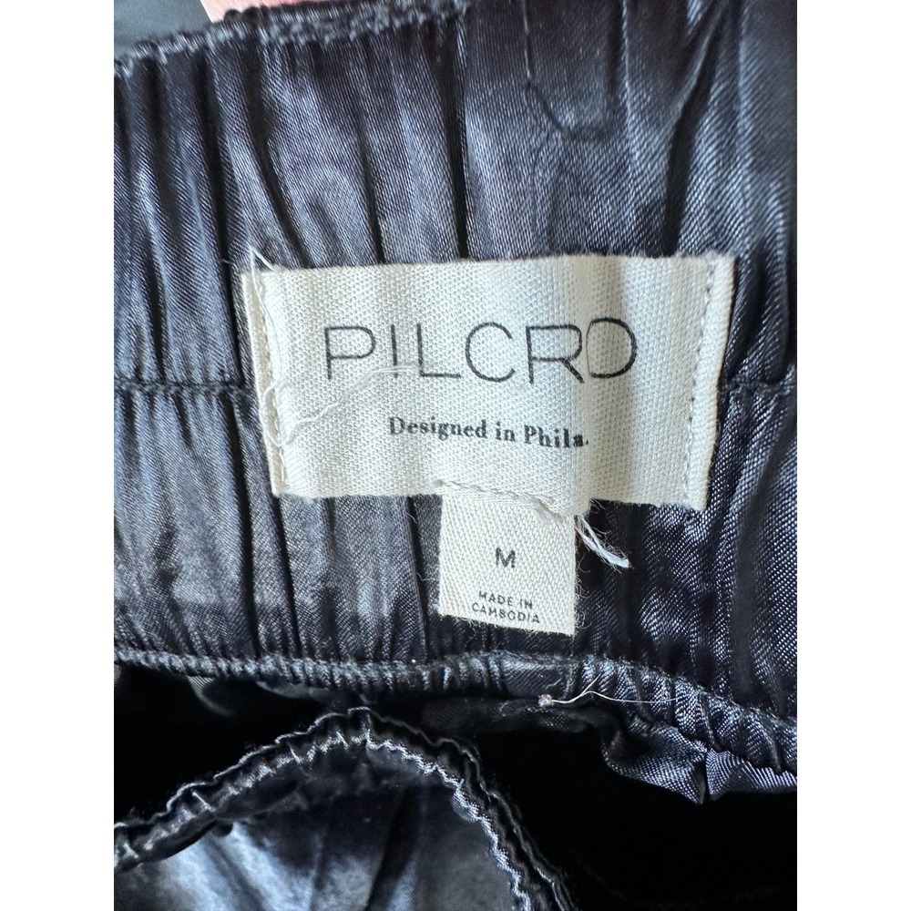Pilcro Liquid Parachute Pants Size M Black Satin Elastic Waist Anthropologie - Picture 4 of 15